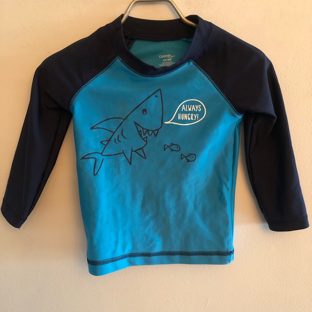 Shark Rashguard swim top 12-18M